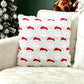 Plush carved cushion cover with green Christmas trees carved into a cream plush face, view 41