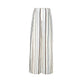 Cream striped high waist wide leg pants full length front view