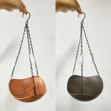 Hanging Wood-Grain Bird Bath Bowl on Chains