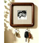 Option 15x15 Hook Style 6: dark wood wall photo frame with fine beige striped backing and two key hooks