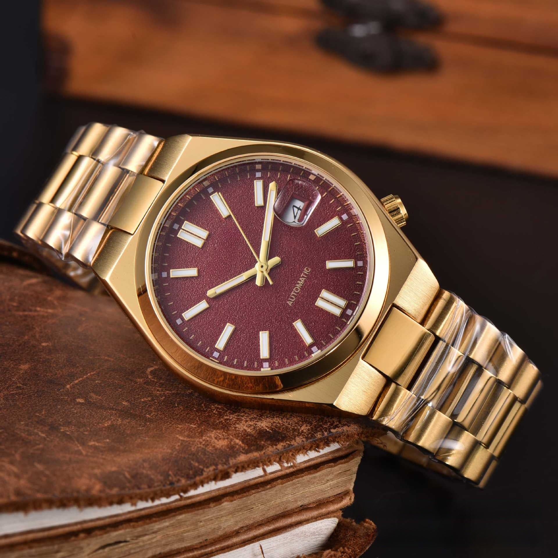 Men's automatic watch styled in a modern interior scene