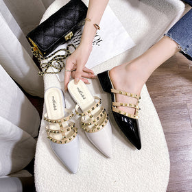 Pointed-Toe Studded Mules for Women