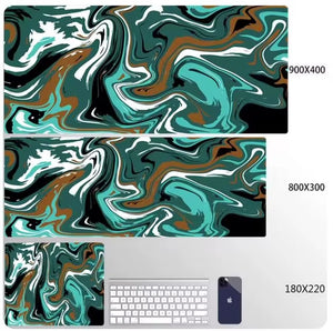 Blue Large Gaming Mouse Pad XXL Strata Liquid Deskmat Non-Slip Rubber Game Mouse Mat Computer Keyboard Mats Big Mausepad Gamer