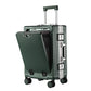 Trolley handle telescoped into the back panel of the ribbed hardside case