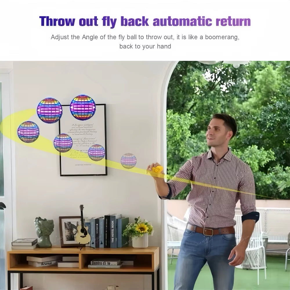 Side angle of the boomerang flying spinner showing its curved returning wings