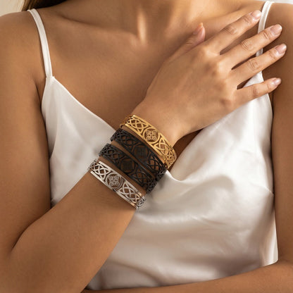 Ethnic style pattern open bracelet
