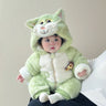 Green Cat Romper FleeceLined / 80 cm