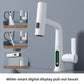 Basin faucet with LED temperature display glowing green over a modern basin