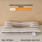 Contoured cotton side sleeper pillow with a hollow ear relief center and neck ridge, brown stripe