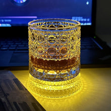 Rotating Whiskey Glass with Coaster and Optional LED Light Pad