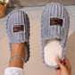 Gray option, size 40-41: ribbed plush slippers with a cream plush lining and an Original label patch
