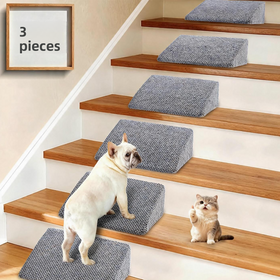 Gray Foam Pet Stair Ramp Wedges for Standard Staircases, Set of 3