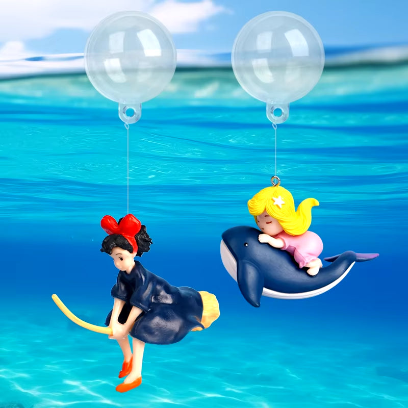 Cartoon Fish Tanks Decor Mini Diver Simulated Floating Mermaid Aquarium Fish Tank Decoration Kiki Pendant Aquarium Accessories