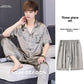 Men's Ice Silk Pajamas Short Sleeve Homewear Set