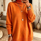 Women's orange turtleneck knit sweater, loose fit with ribbed cuffs and hem, size XL