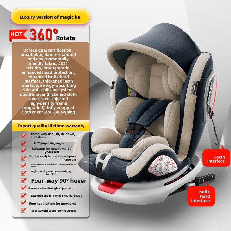 Child car seat in a neutral setting showing the side-impact wings