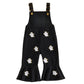 Black ribbed flared overalls with white embroidered ghosts, Black 12-18M option photo