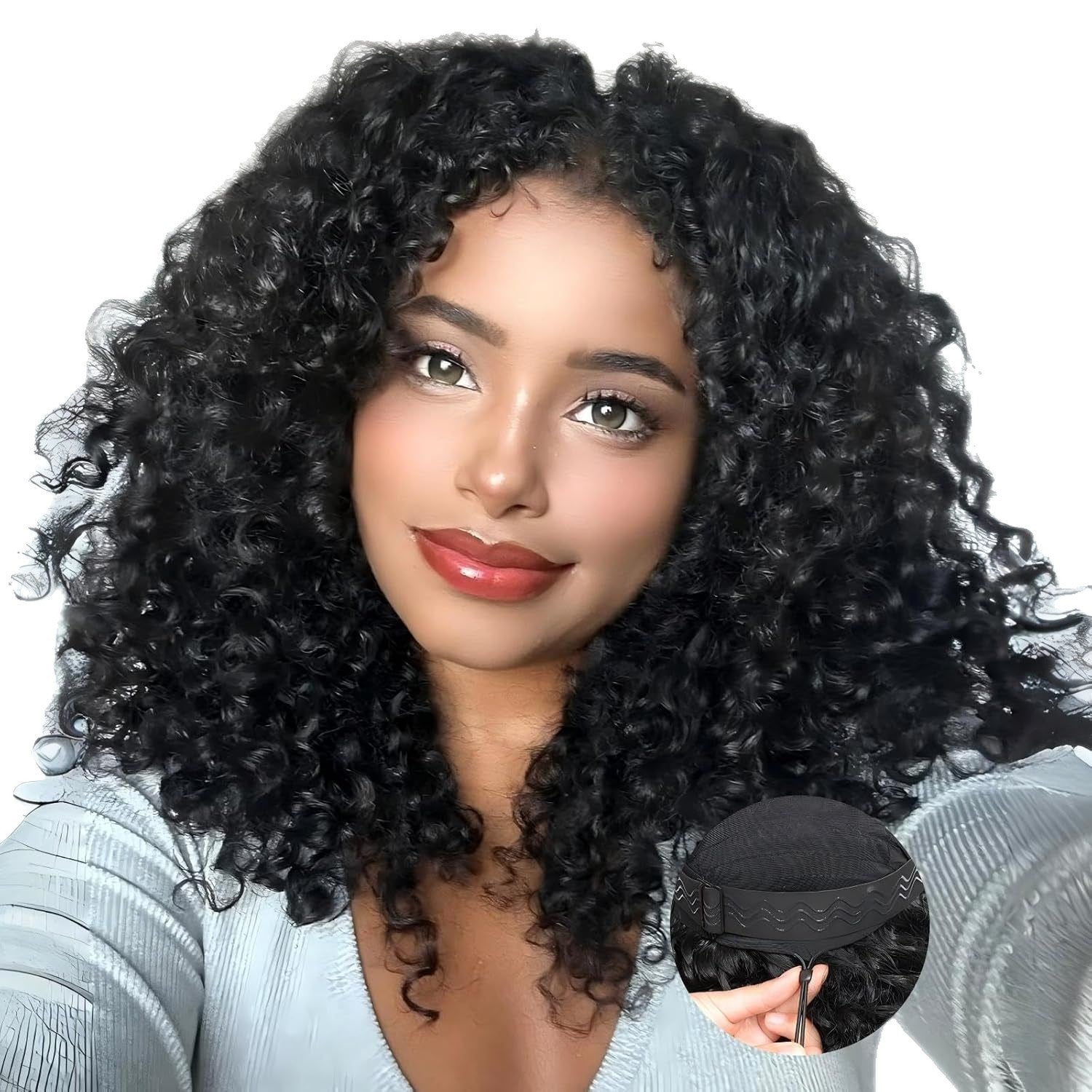 Drawstring Water Ripple Short Wavy Wig