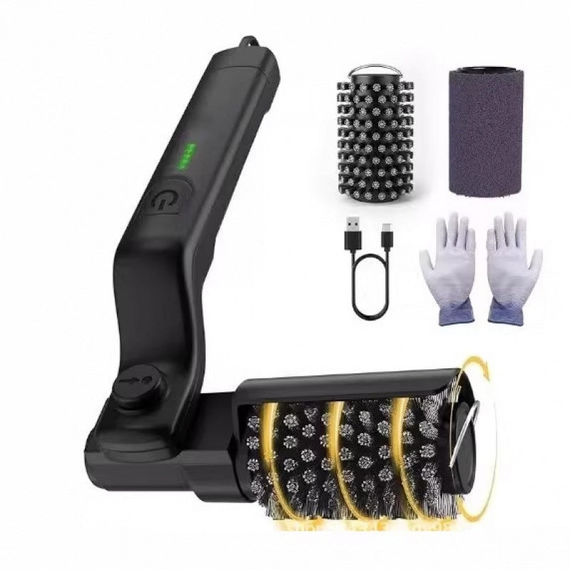 Electric grill brush set with the handle, bristle and sponge rollers, cable and gloves