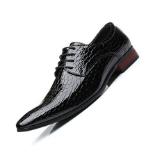 Mens Crocodile Embossed Pointed Toe Derby Dress Shoes