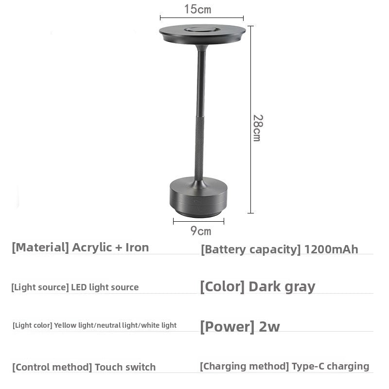 Dark Gray lamp spec panel, 15 cm by 28 cm, panel text reads 1200mAh, image of the 3000mah Dark Gray option