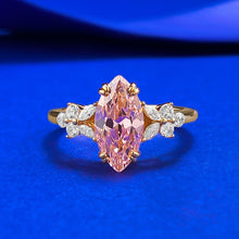 Womens S925 Silver Gold Tone Marquise Simulated Padparadscha Ring