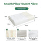 Diagram of the student smooth latex pillow at 30 by 50 cm with natural latex and cover callouts