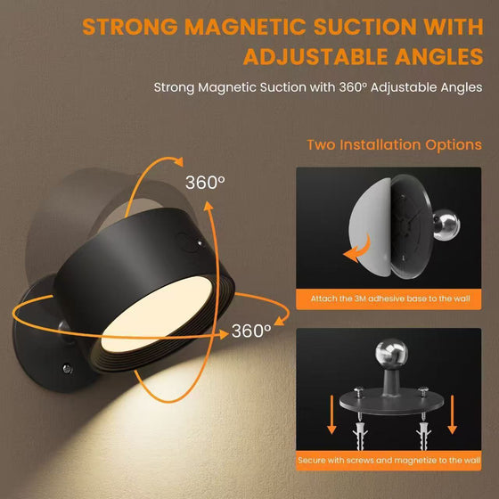 Magnetic RGB Wall Light with Remote Control, 360 Degree Swivel
