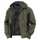 Army Green option, size XXL: hooded zip jacket with black fleece lining and drawstring hood