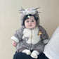 Fleece-Lined Baby Romper with Animal Design