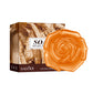 Soap unwrapped showing top label and essential oil notes