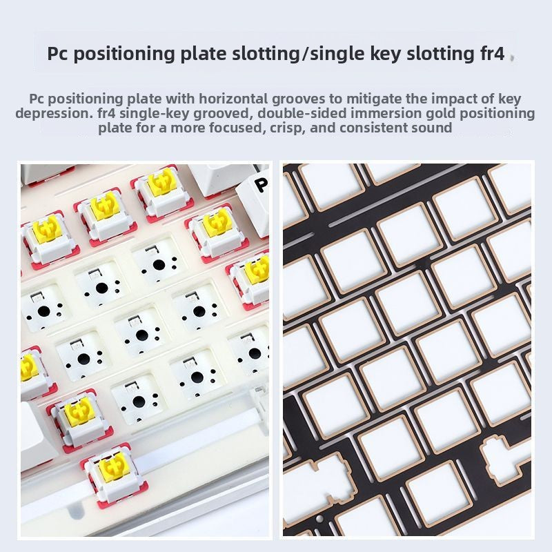 F99 PC positioning plate and FR4 plate showing single-key slotting detail