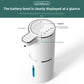 White foaming soap dispenser top view with switch, gear positions and battery level