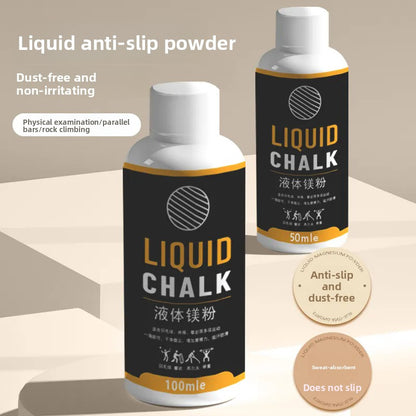 Black and orange liquid chalk bottles in 100 ml and 50 ml with anti-slip and sweat-absorbent labels