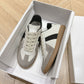 Genuine Leather Lace-Up Flat Sneakers | outdoor setting application