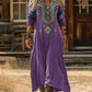 Womens Floral Print V-Neck Long Sleeve Dress