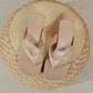 Square-Toe Kitten Heel Sandals