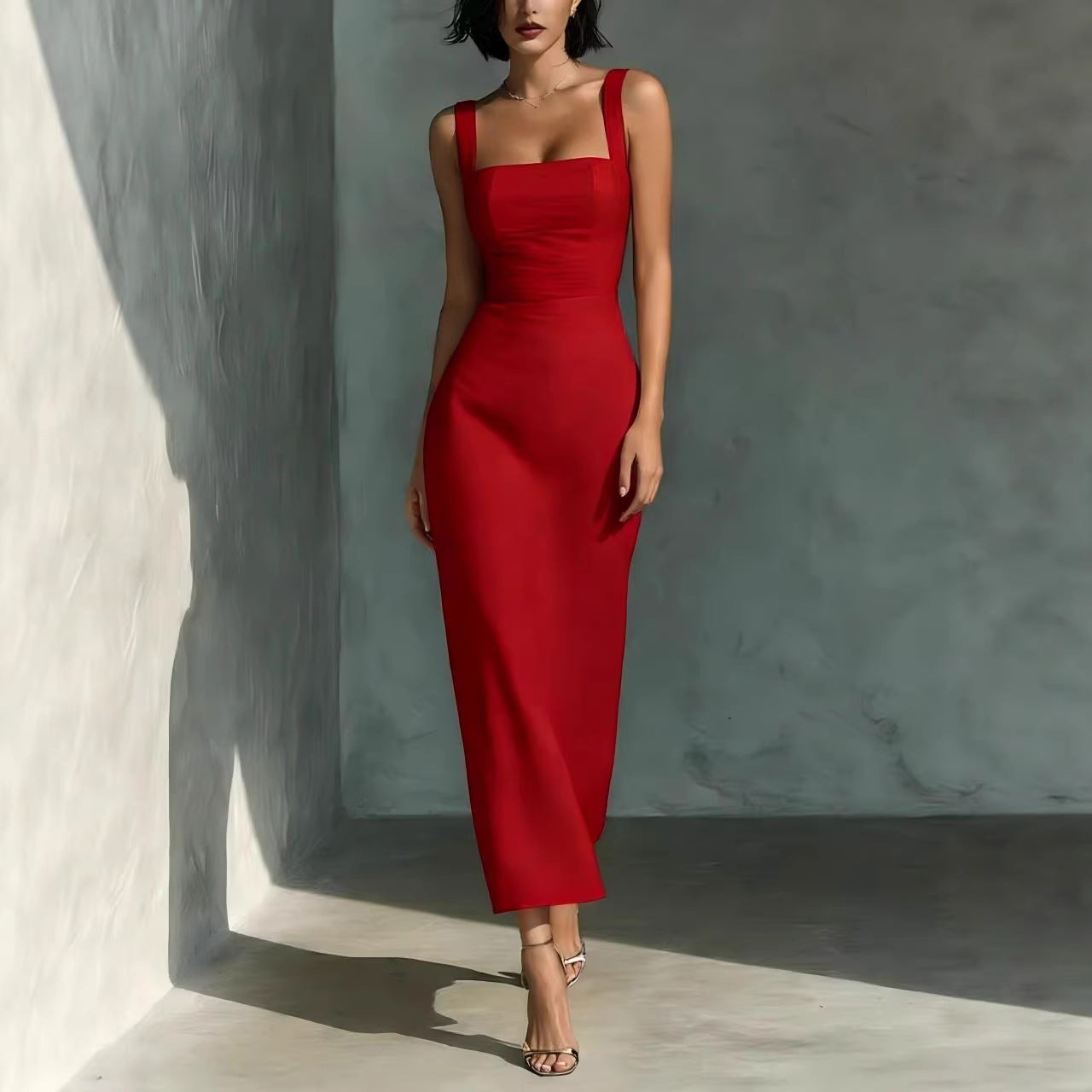 Skirt swings open into soft A line at the knee