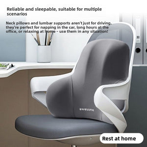 Ergonomic seat cushion set front view, U-cut seat and lumbar pad together