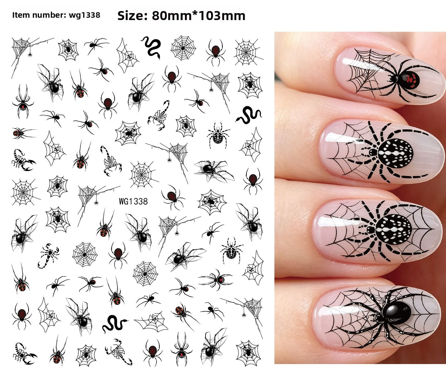 Halloween nail art stickers with witches, cats and crescent moon designs