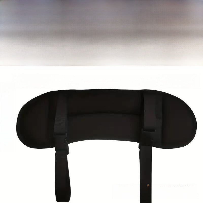 Black travel pillow with two buckle straps and loose strap tails, Eye Mask 3D Pillow HookLoop option