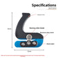 Maker specification panel with callouts for handle, bearing roller, alloy body and blade holder