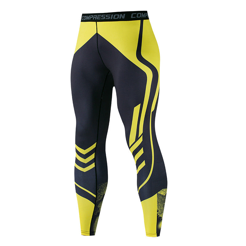 Mens quick dry printed compression legging in soft milk silk polyester stretch knit