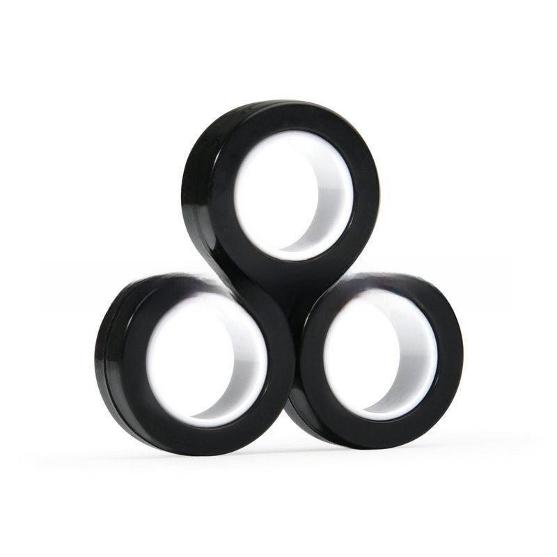 Magnetic fidget rings snapping together in the hand