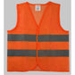 Orange mesh work vest with two horizontal reflective bands and no pockets