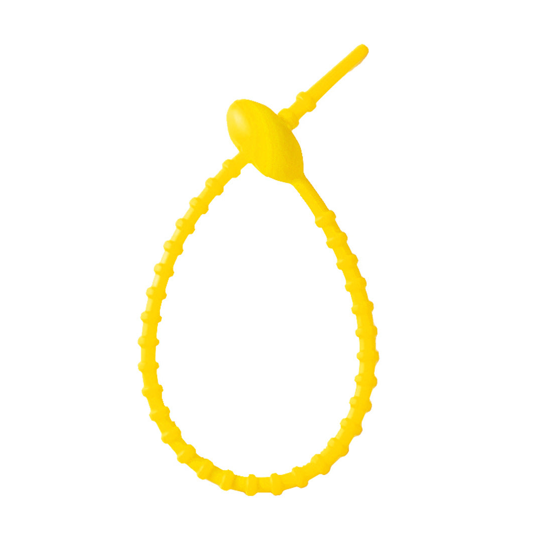 Close view of the ridged silicone strap and the tadpole head that holds the loop