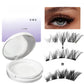 Open white magnetic lash case with purple box beside a close-up eye and lash strip diagram