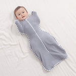 Pure cotton baby swaddle sleeping bag, sleeveless front view in soft colour
