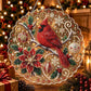 Rhinestone diamond painting hanger with a reindeer and holly on clear acrylic