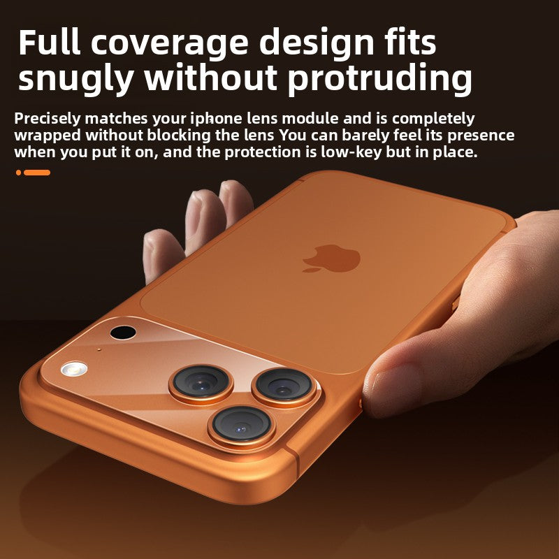 Camera lens protector with tempered glass rings in a colour matched metal frame